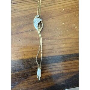 Vintage Gold Tone Lucky Brand Chain Necklace Bolo Tie Sea Shells
